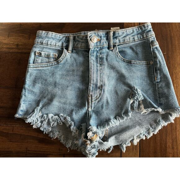 Zara High Rise Cut-off Denim Shorts Size 2 - Picture 1 of 6